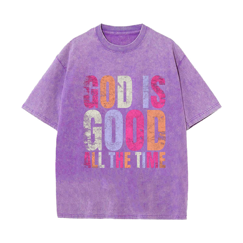 God Is Good Christian Unisex Washed T-Shirt