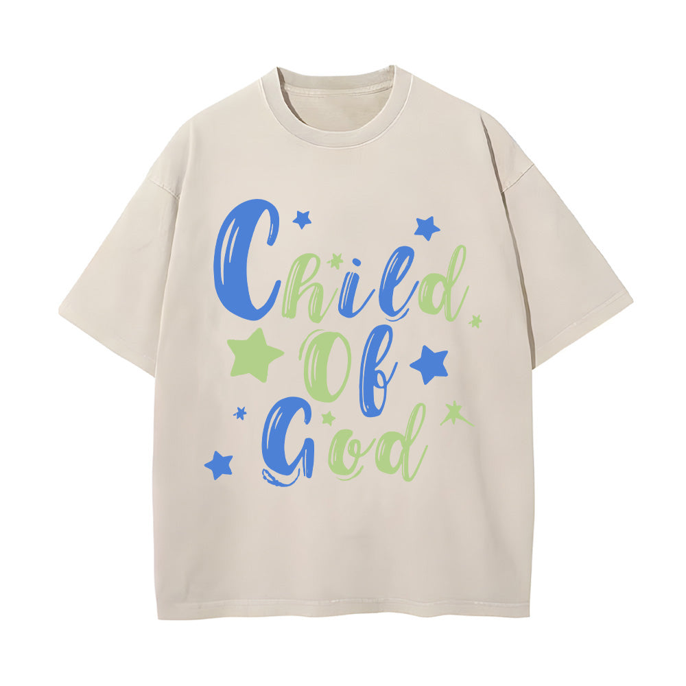 Child Of God Denim-Style  Christian Unisex Washed T-Shirt