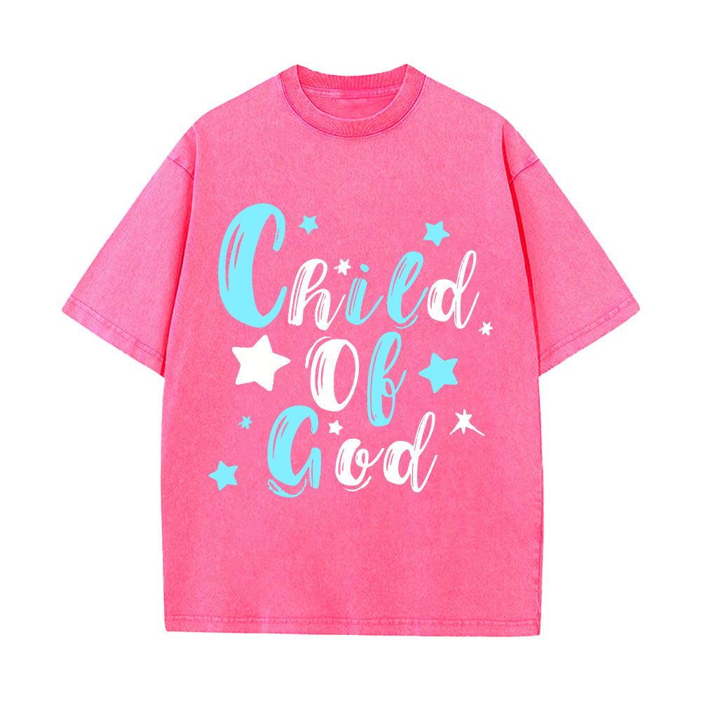 Child Of God Denim-Style  Christian Unisex Washed T-Shirt