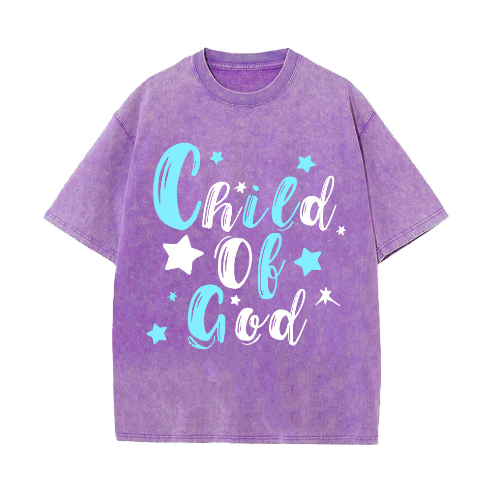 Child Of God Denim-Style  Christian Unisex Washed T-Shirt
