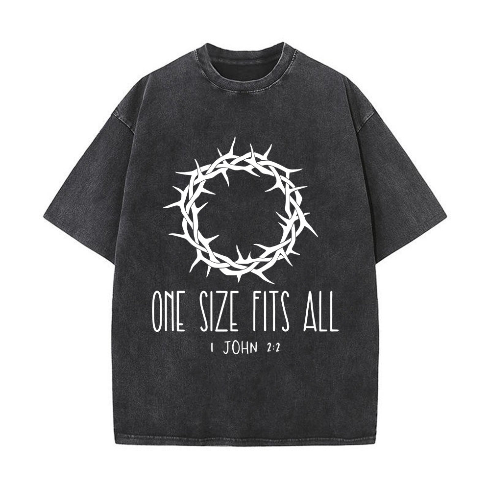 One Size Fits All Christian Unisex Washed T-Shirt