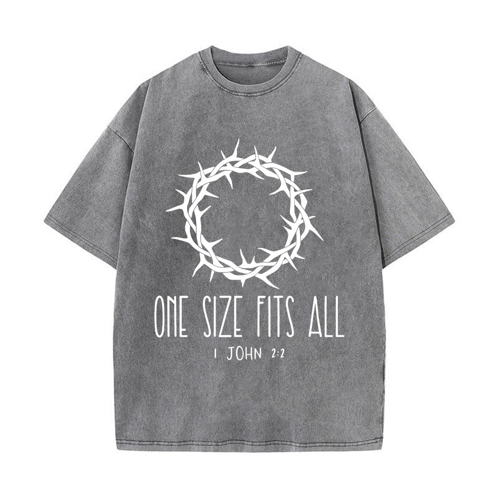 One Size Fits All Christian Unisex Washed T-Shirt
