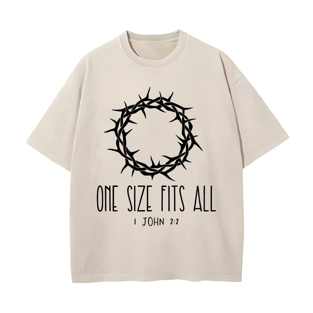 One Size Fits All Christian Unisex Washed T-Shirt
