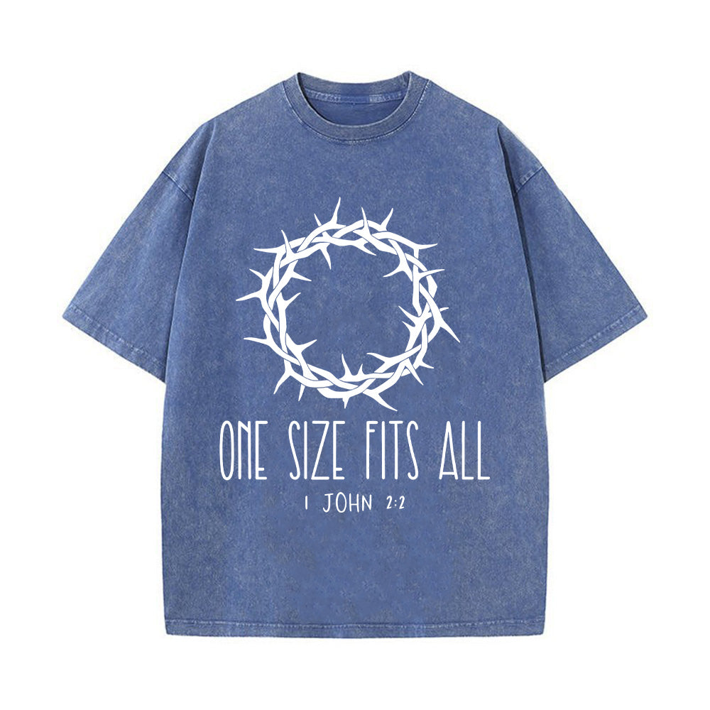 One Size Fits All Christian Unisex Washed T-Shirt