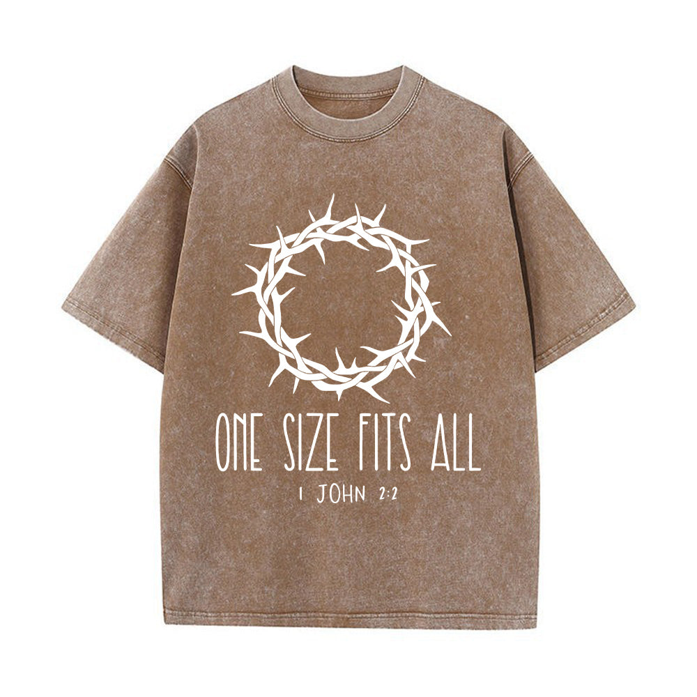 One Size Fits All Christian Unisex Washed T-Shirt