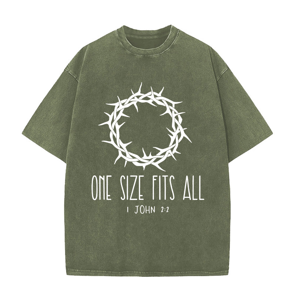 One Size Fits All Christian Unisex Washed T-Shirt