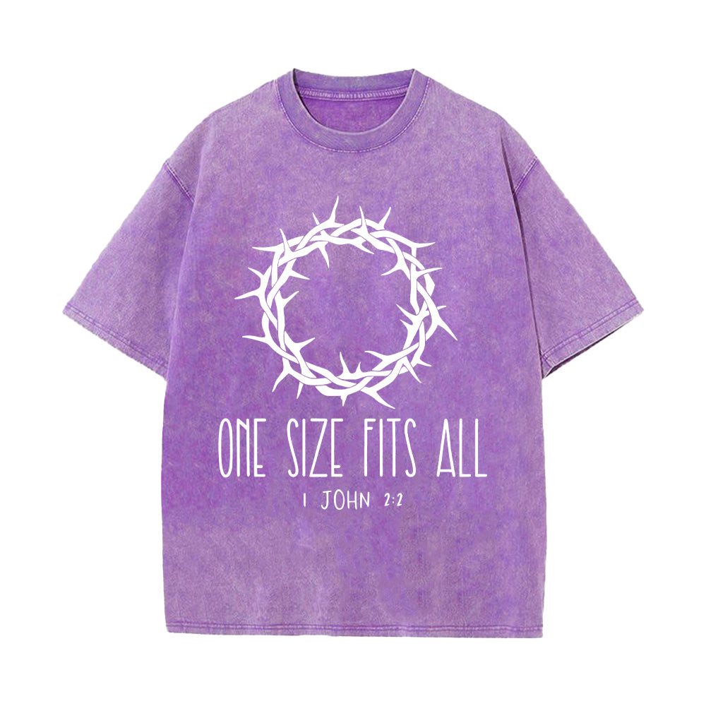 One Size Fits All Christian Unisex Washed T-Shirt