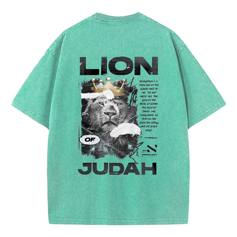 Lion of Judah Christian Unisex Washed T-Shirt