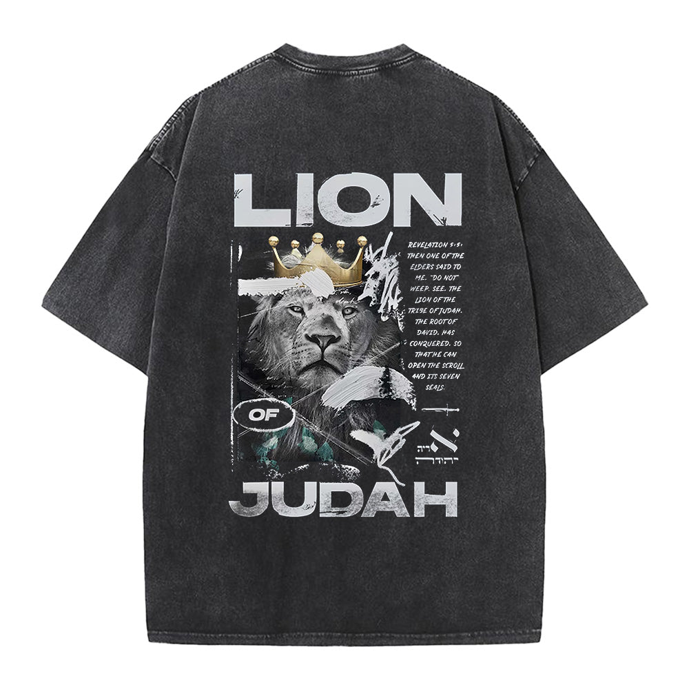 Lion of Judah Christian Unisex Washed T-Shirt