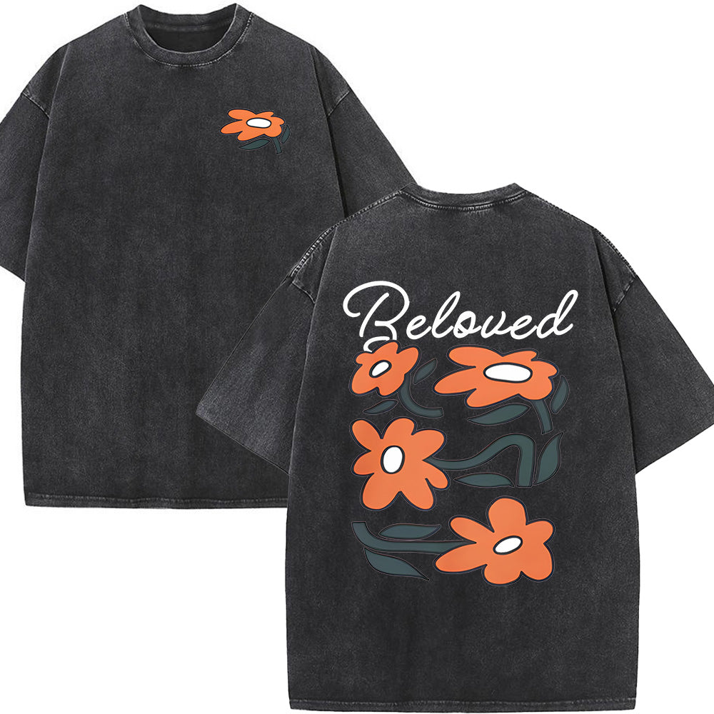 Beloved Floral Print Christian Unisex Washed T-Shirt