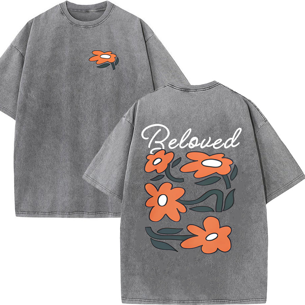 Beloved Floral Print Christian Unisex Washed T-Shirt
