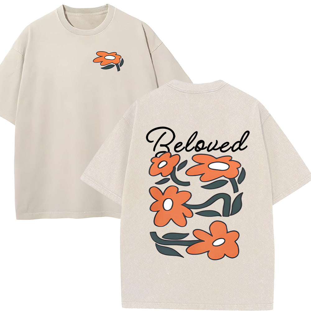 Beloved Floral Print Christian Unisex Washed T-Shirt