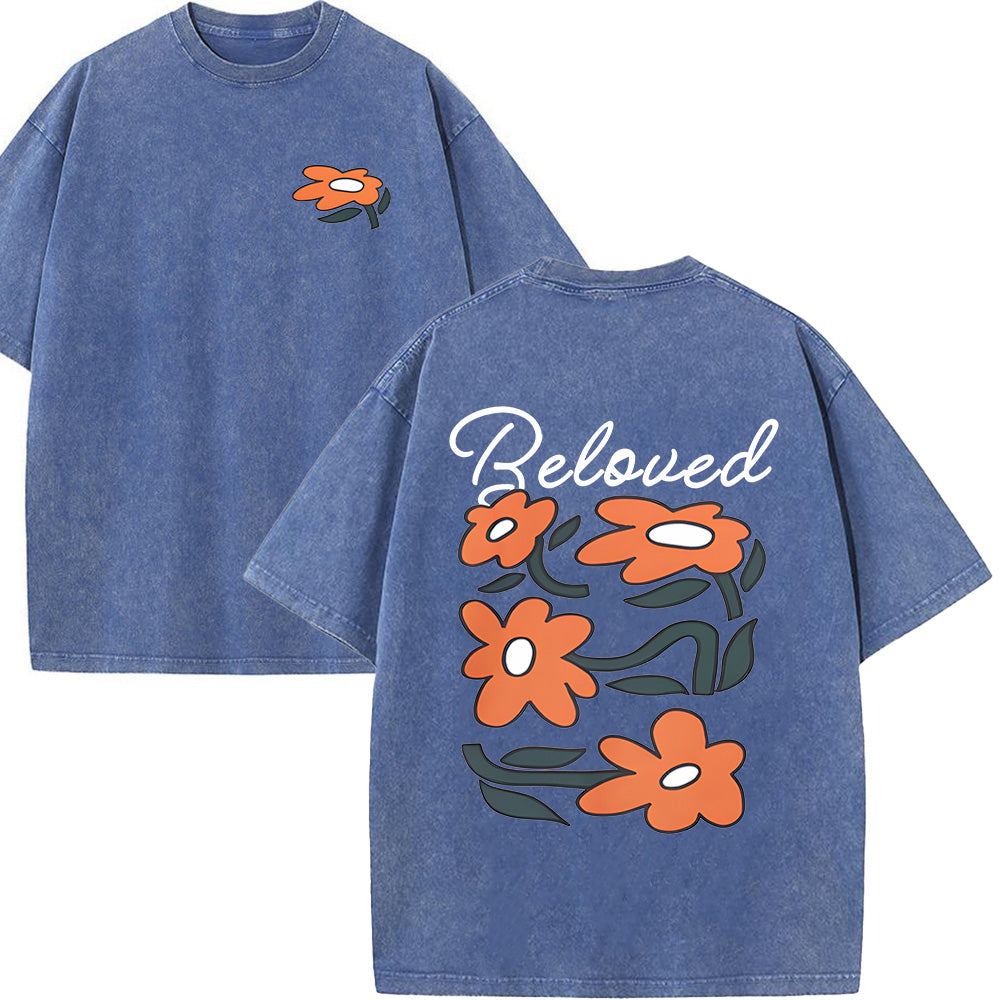 Beloved Floral Print Christian Unisex Washed T-Shirt