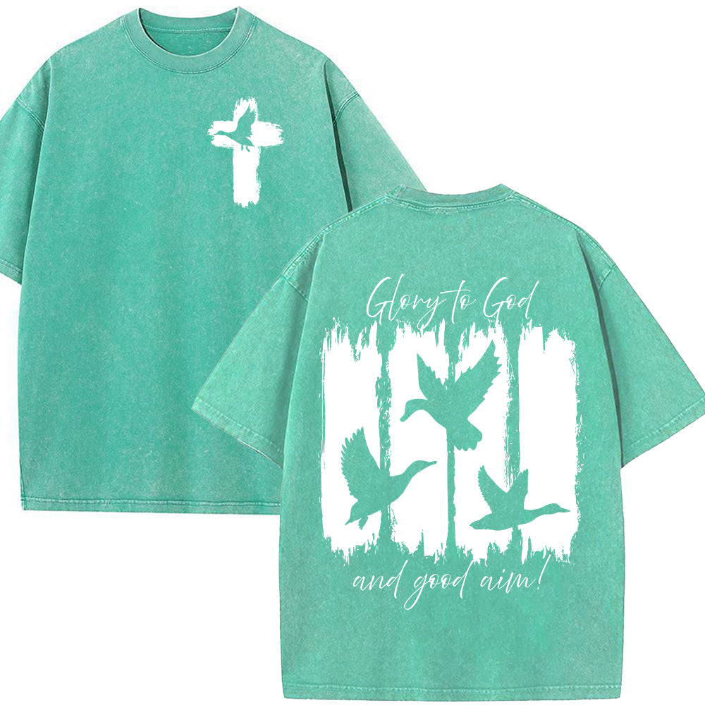Glory to God Christian Unisex Washed T-Shirt