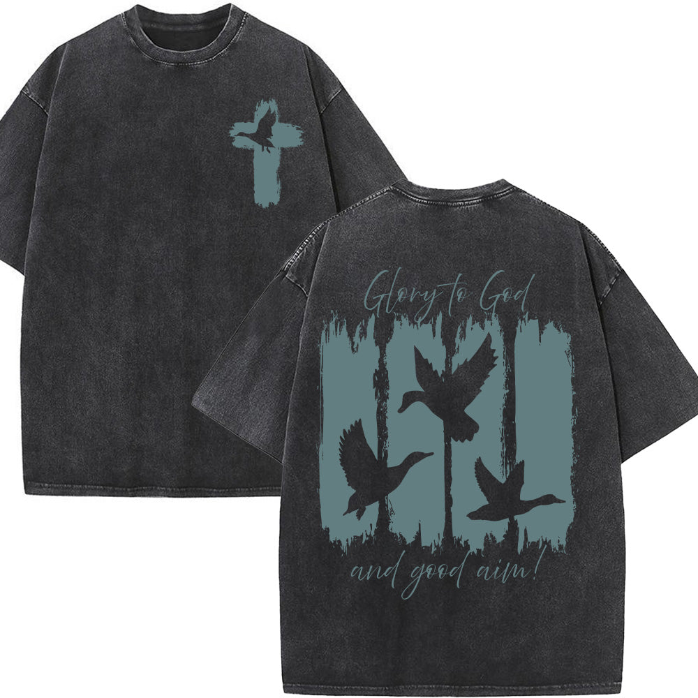 Glory to God Christian Unisex Washed T-Shirt