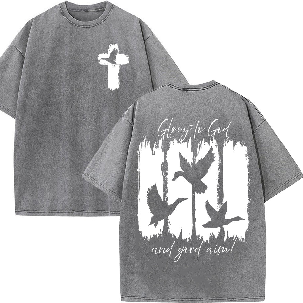 Glory to God Christian Unisex Washed T-Shirt