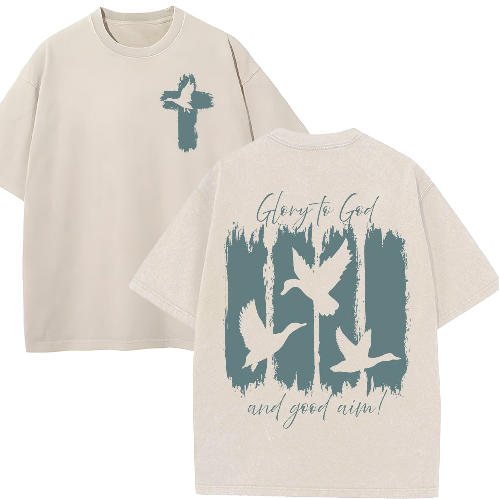 Glory to God Christian Unisex Washed T-Shirt
