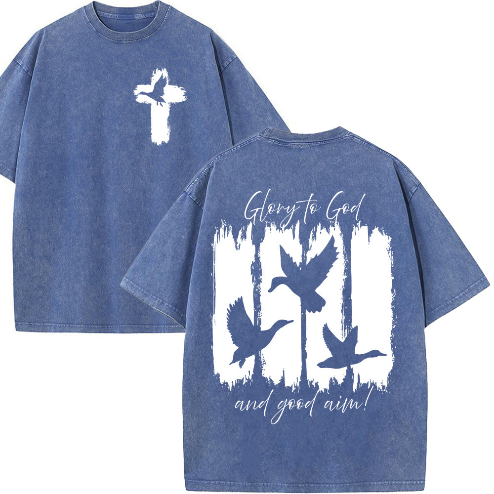 Glory to God Christian Unisex Washed T-Shirt
