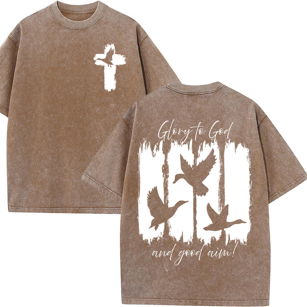 Glory to God Christian Unisex Washed T-Shirt