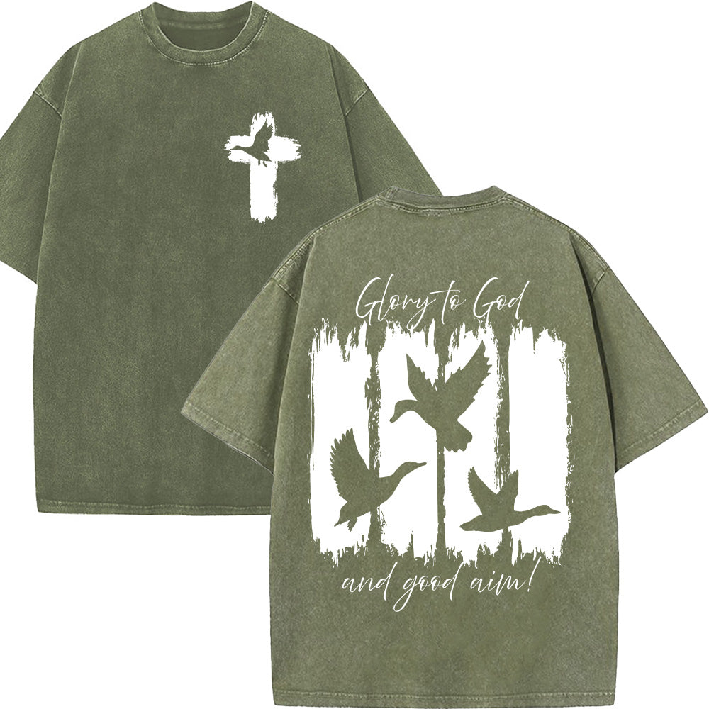 Glory to God Christian Unisex Washed T-Shirt