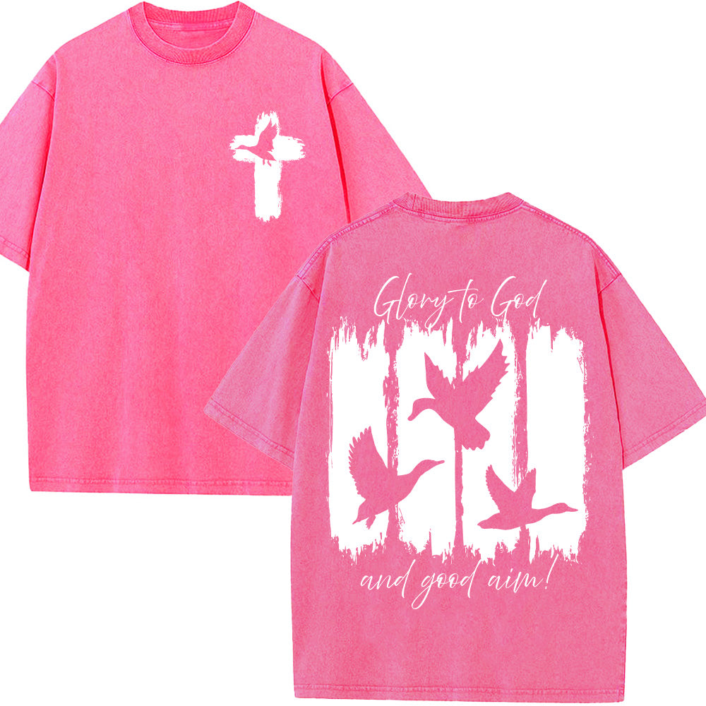 Glory to God Christian Unisex Washed T-Shirt