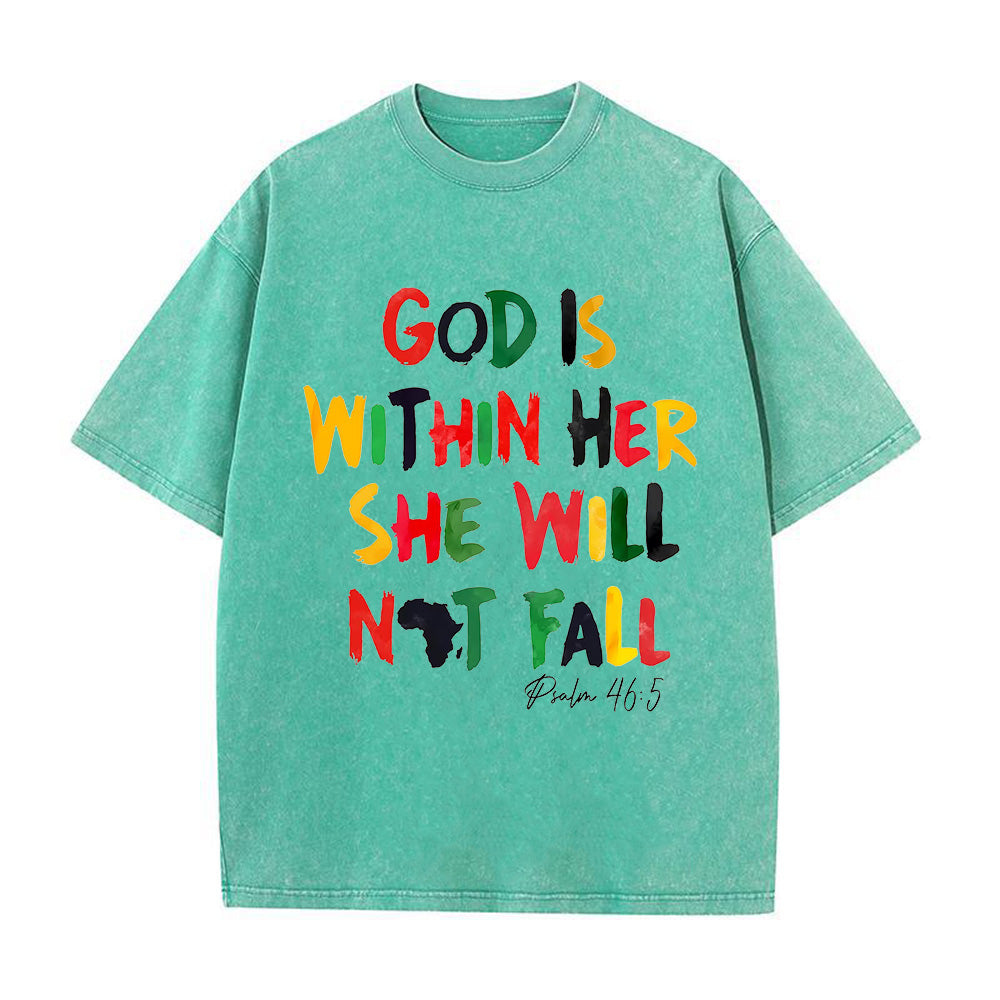 God Is Within Her She Will Not Fall Christian Unisex Washed T-Shirt