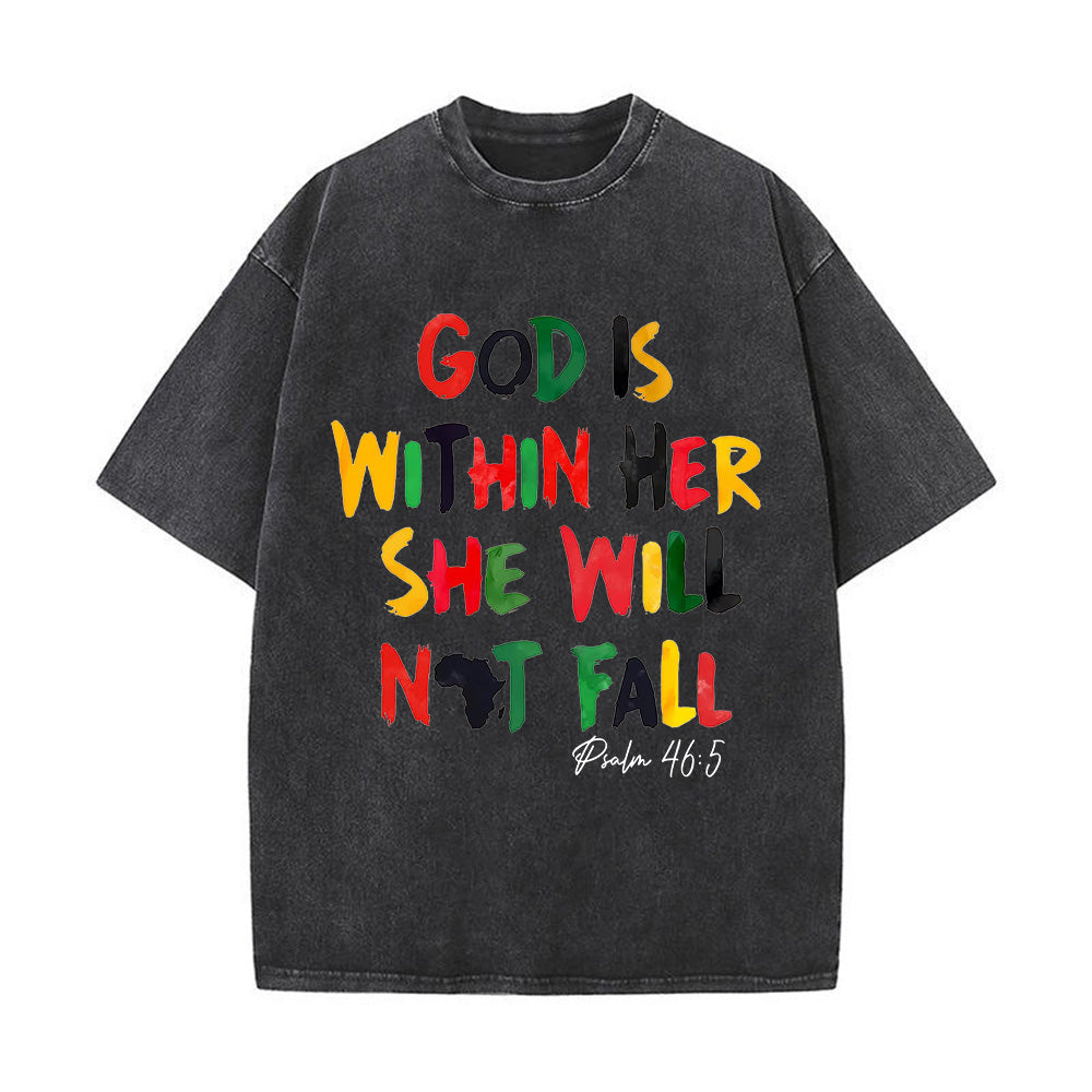 God Is Within Her She Will Not Fall Christian Unisex Washed T-Shirt