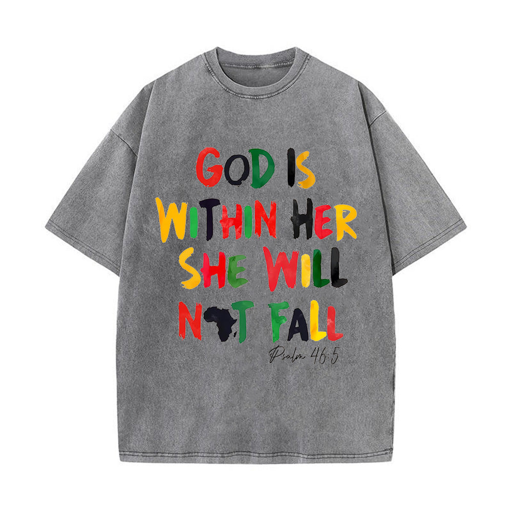 God Is Within Her She Will Not Fall Christian Unisex Washed T-Shirt