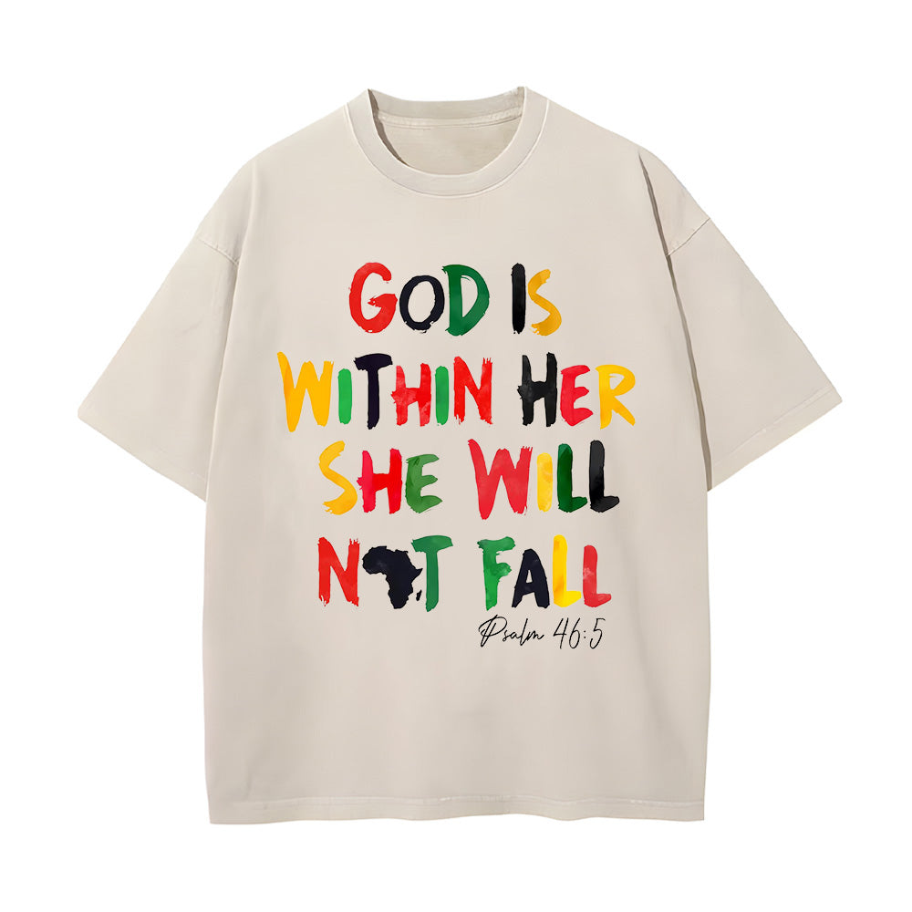 God Is Within Her She Will Not Fall Christian Unisex Washed T-Shirt