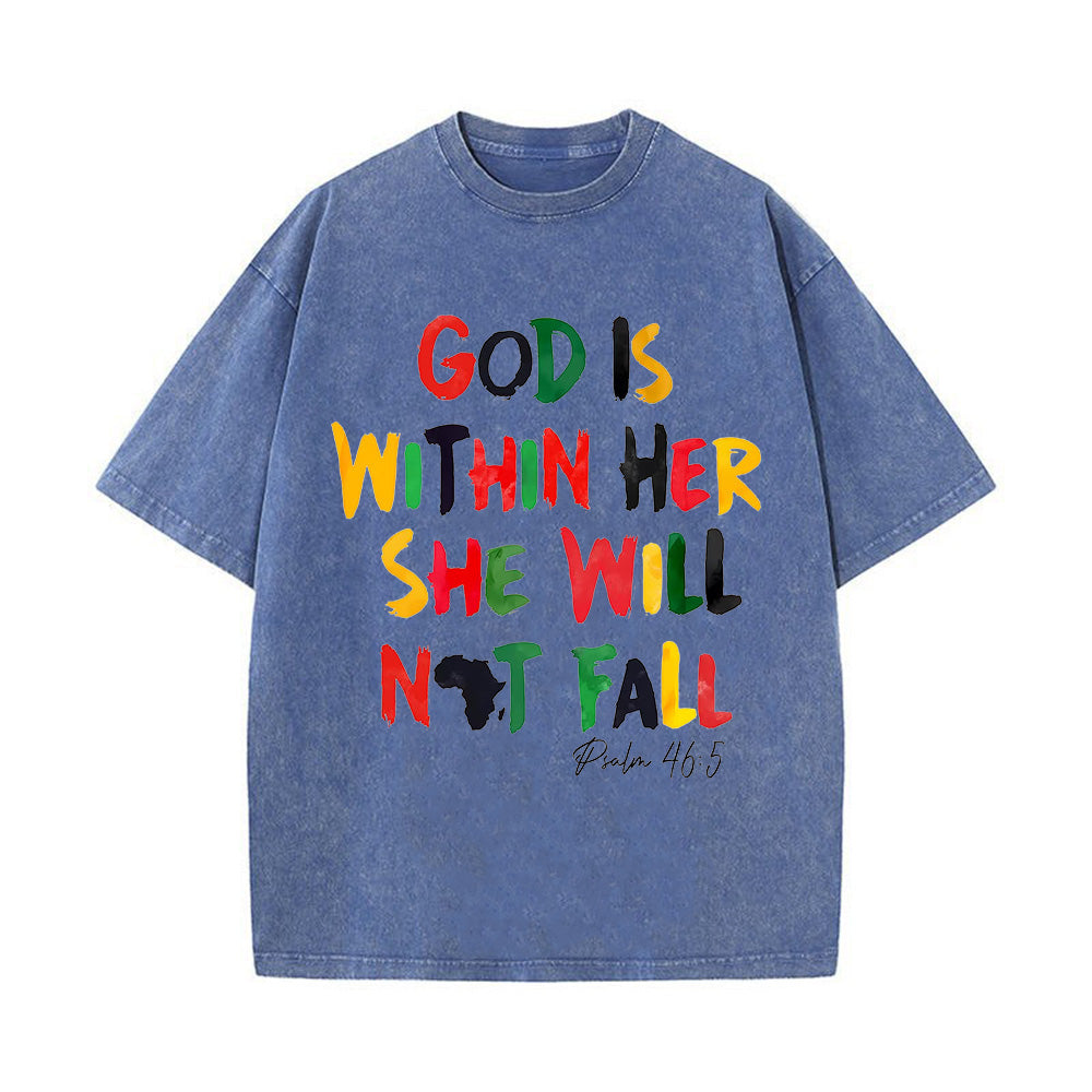 God Is Within Her She Will Not Fall Christian Unisex Washed T-Shirt
