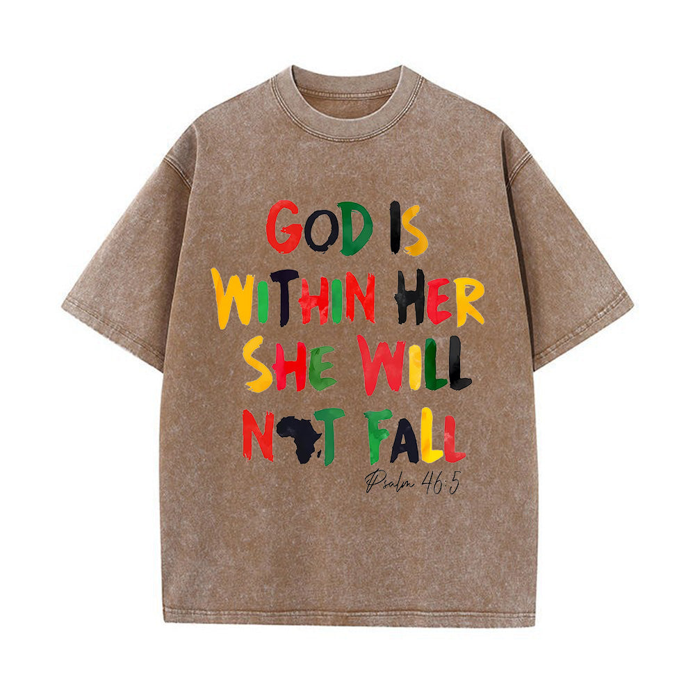 God Is Within Her She Will Not Fall Christian Unisex Washed T-Shirt