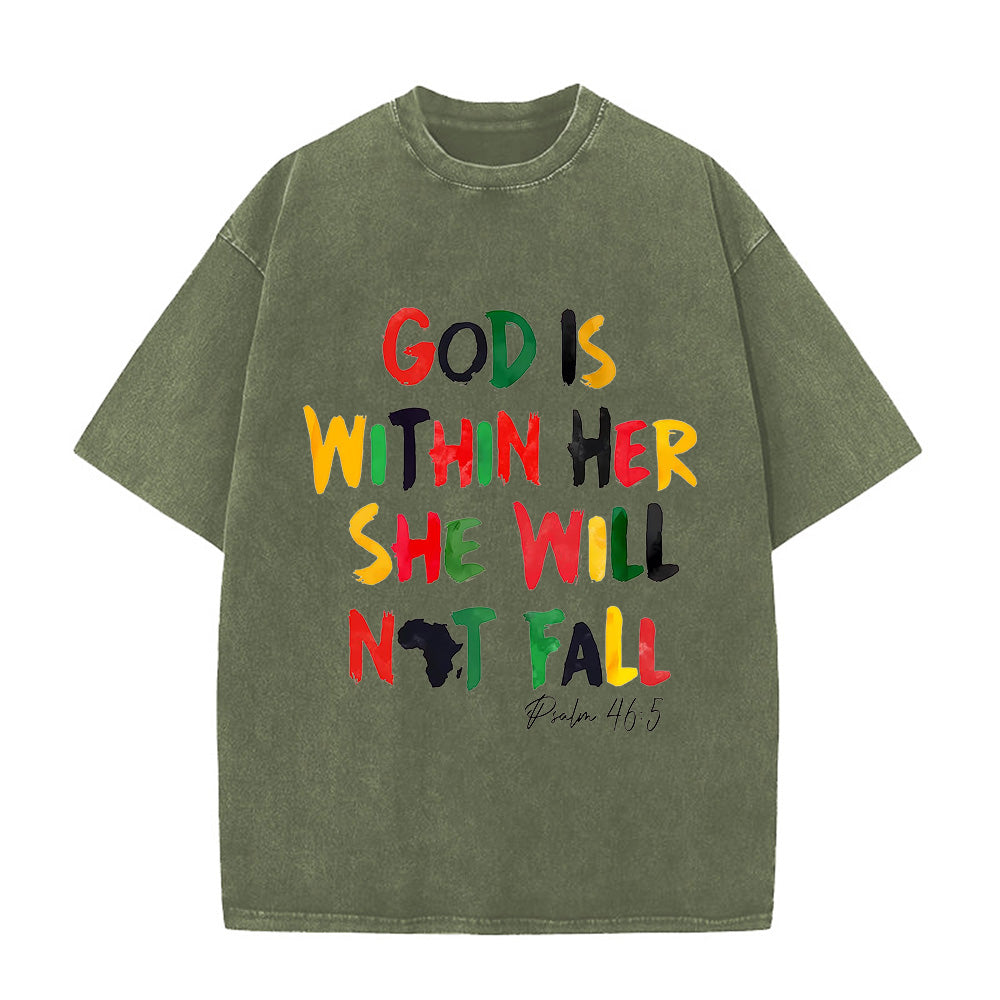 God Is Within Her She Will Not Fall Christian Unisex Washed T-Shirt