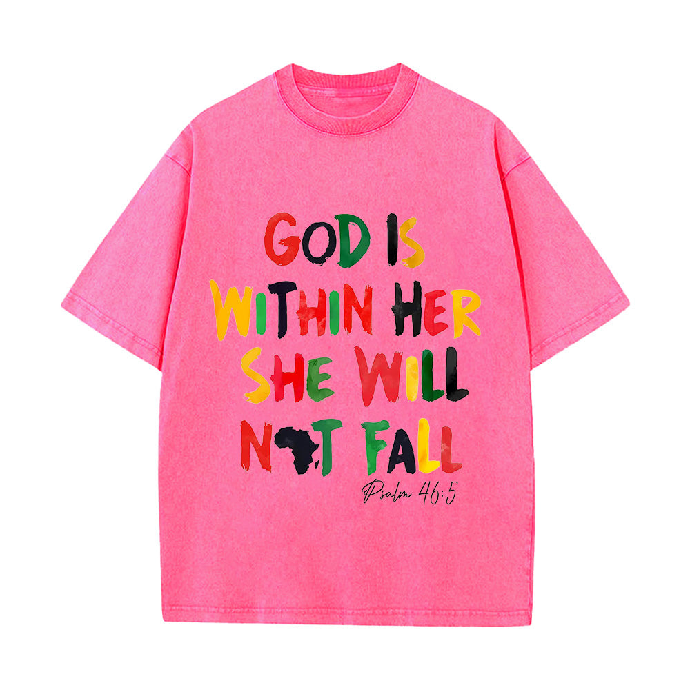 God Is Within Her She Will Not Fall Christian Unisex Washed T-Shirt