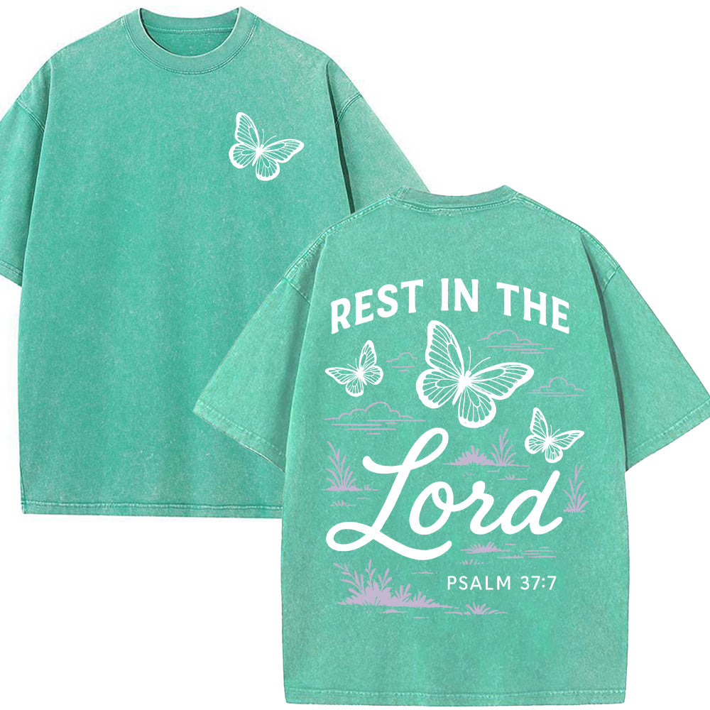 Rest in the Lord Unisex Washed T-Shirt