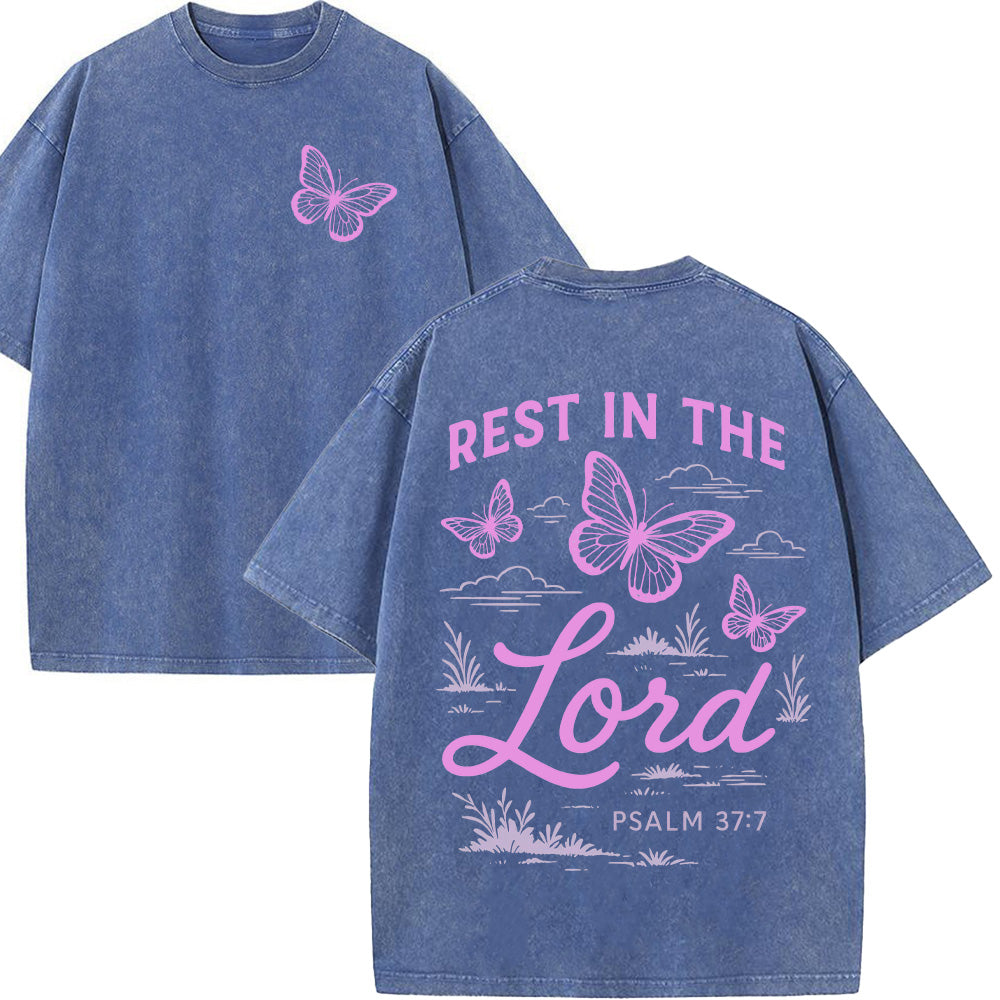Rest in the Lord Unisex Washed T-Shirt
