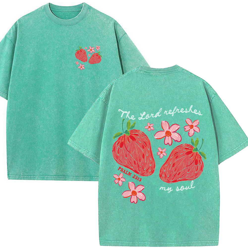 The Lord Refreshes My Soul Christian Unisex Washed T-Shirt