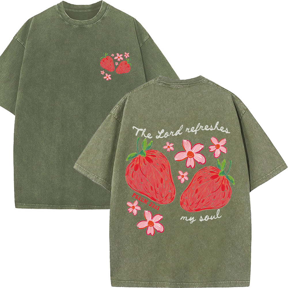 The Lord Refreshes My Soul Christian Unisex Washed T-Shirt