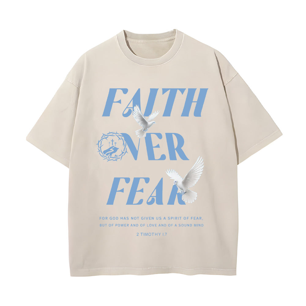 Faith Over Fear Dove Print Unisex Washed T-Shirt