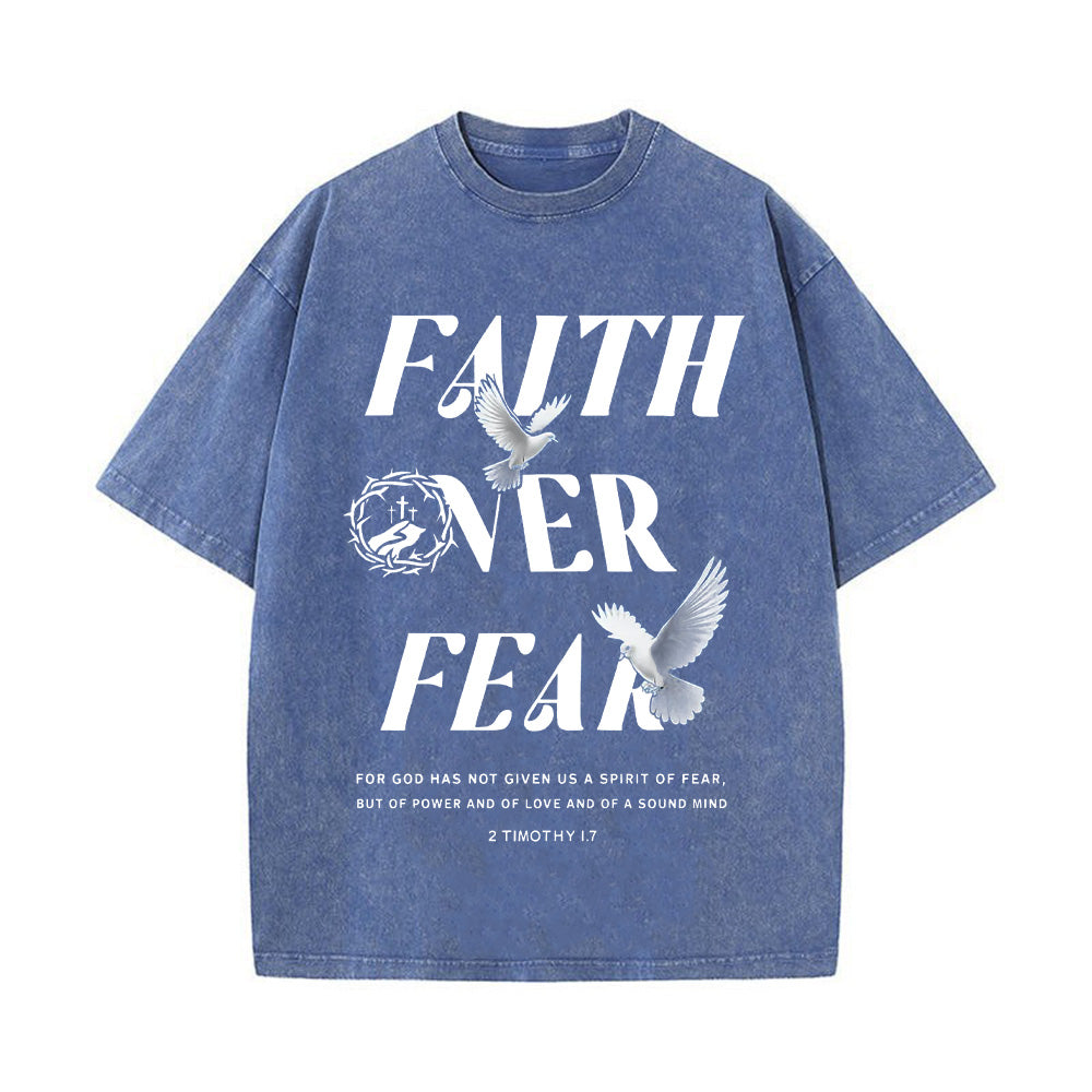 Faith Over Fear Dove Print Unisex Washed T-Shirt
