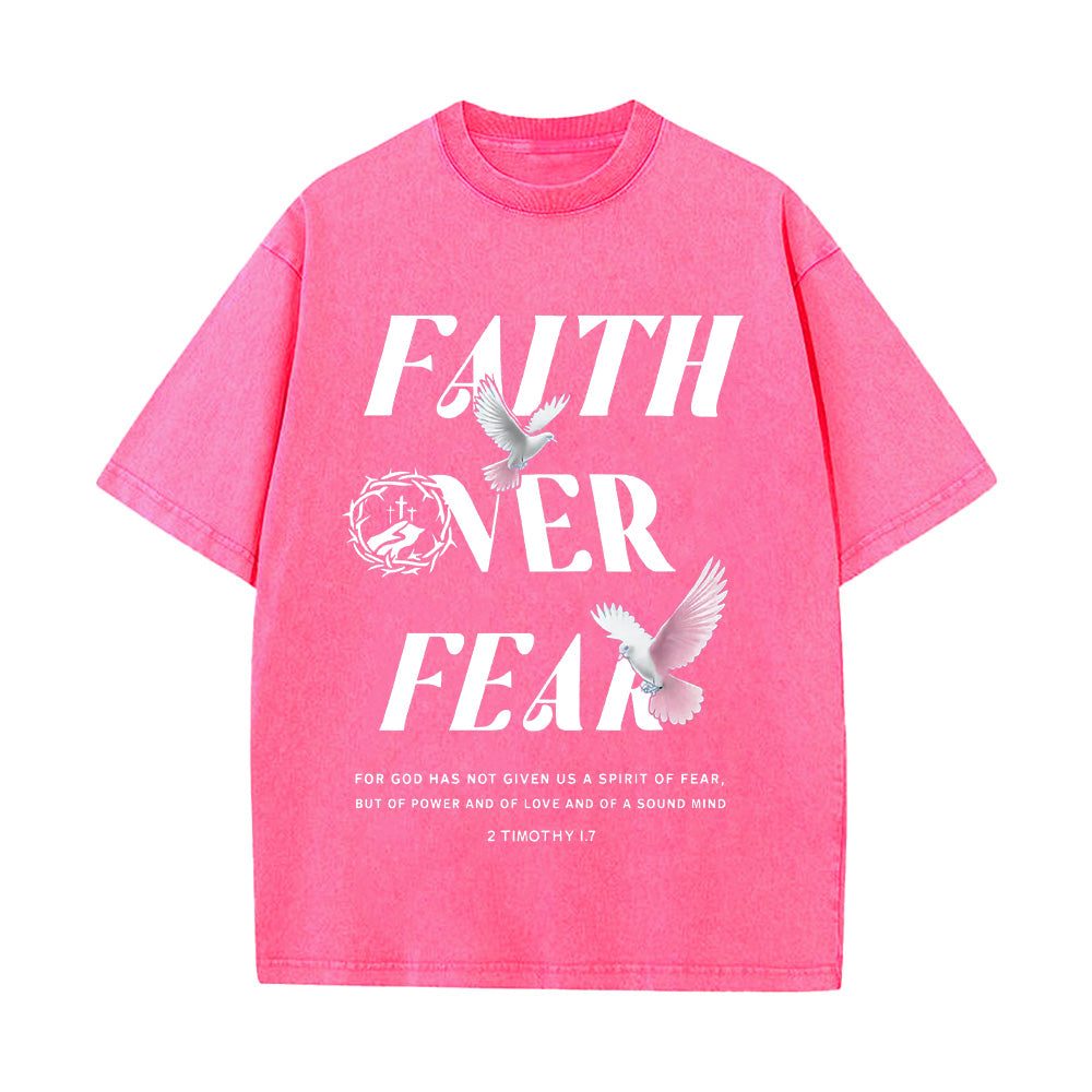 Faith Over Fear Dove Print Unisex Washed T-Shirt
