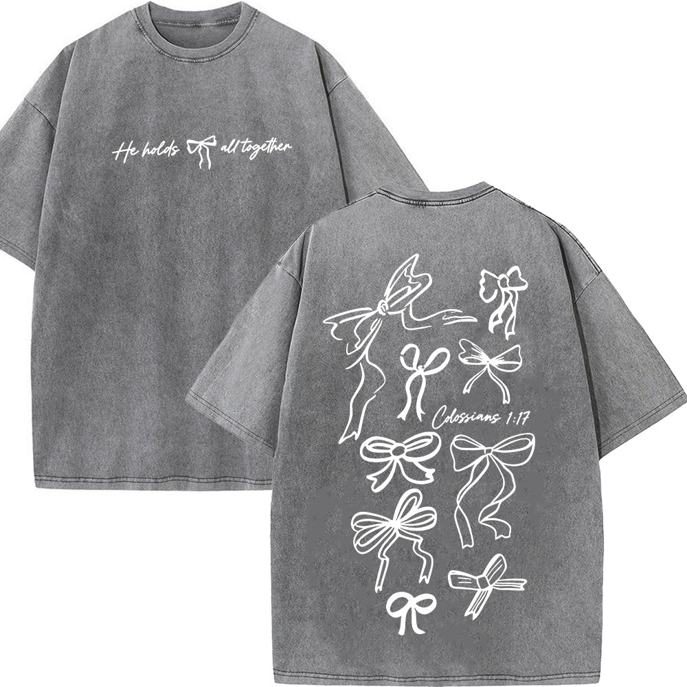 He Holds All Together Unisex Washed T-Shirt