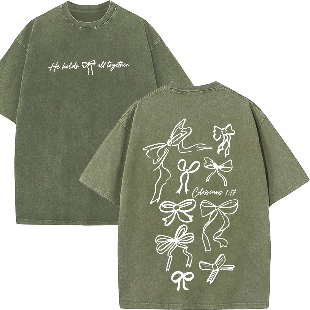 He Holds All Together Unisex Washed T-Shirt