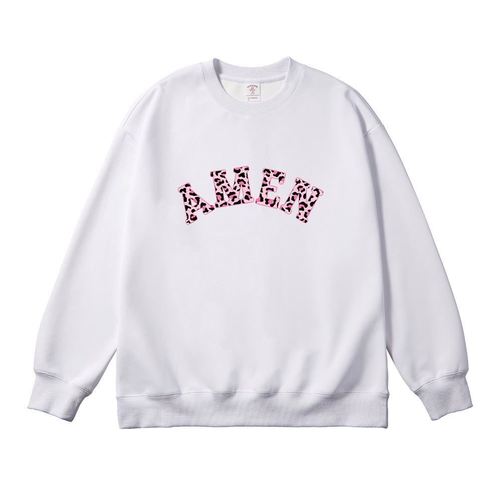 Amen Pink Leopard Cheetah Christian Unisex Cotton Sweatshirt