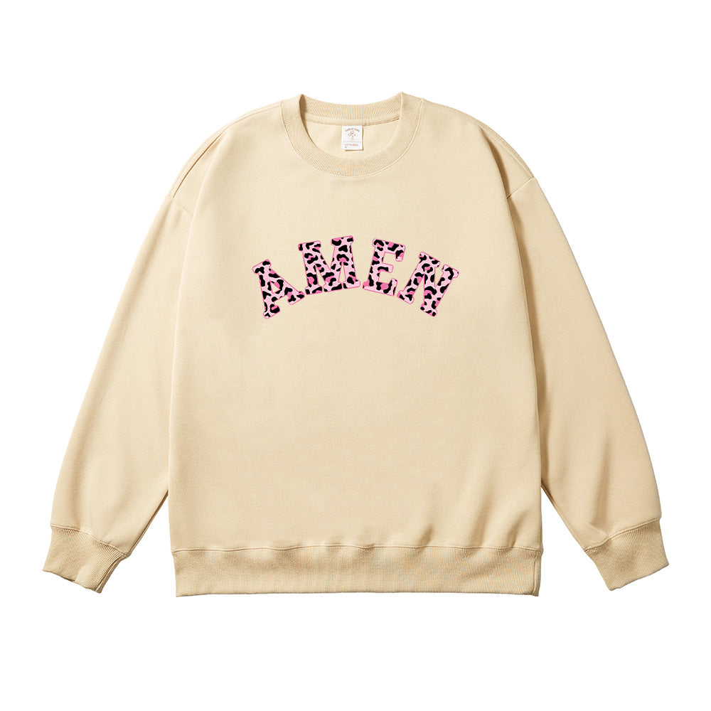 Amen Pink Leopard Cheetah Christian Unisex Cotton Sweatshirt