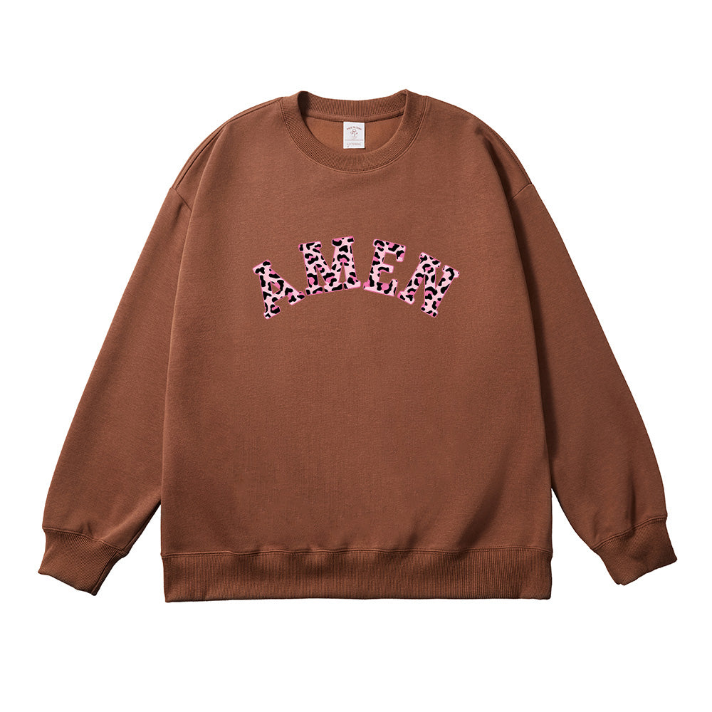 Amen Pink Leopard Cheetah Christian Unisex Cotton Sweatshirt