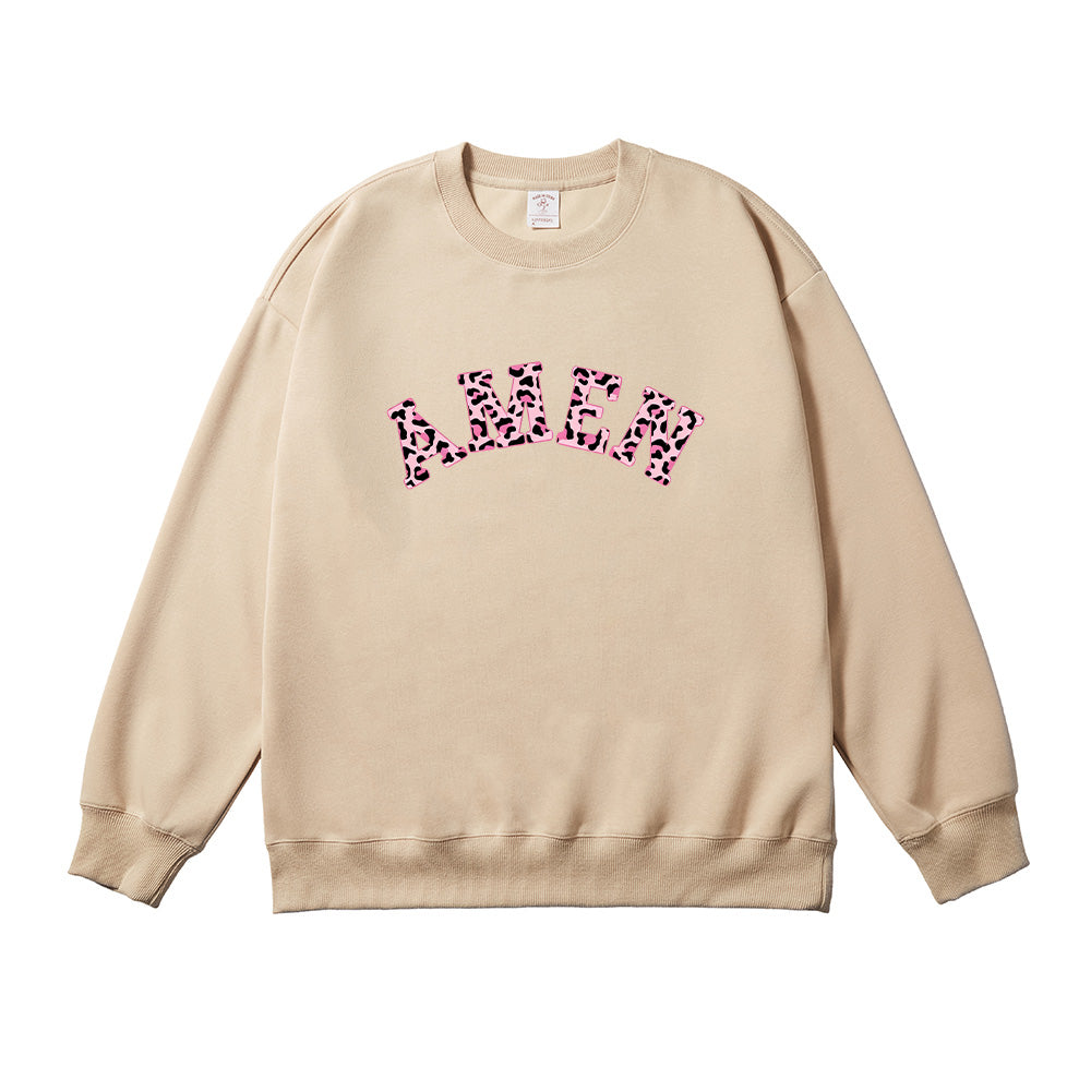 Amen Pink Leopard Cheetah Christian Unisex Cotton Sweatshirt