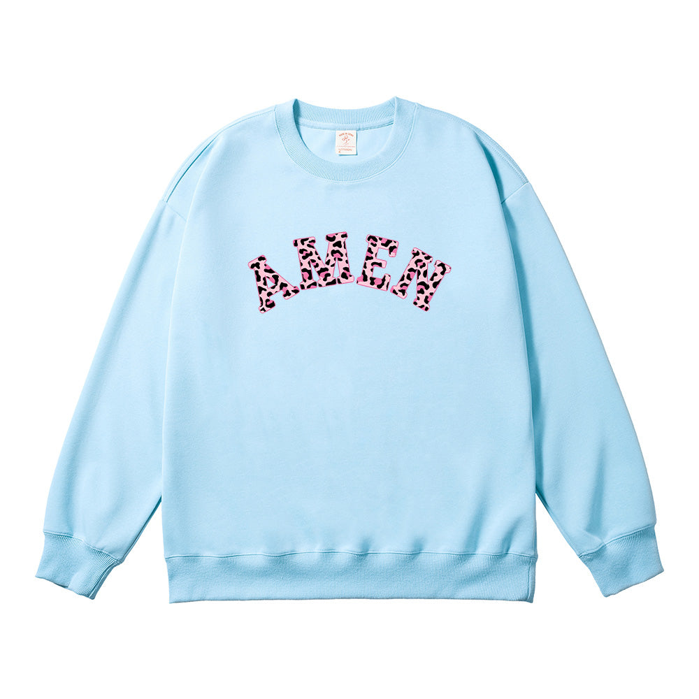 Amen Pink Leopard Cheetah Christian Unisex Cotton Sweatshirt