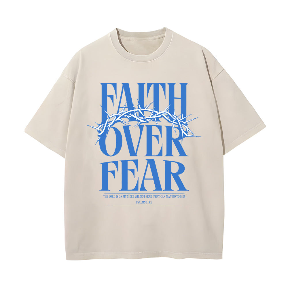 Faith Over Fear Crown Of Thorn Christian Unisex Washed T-Shirt