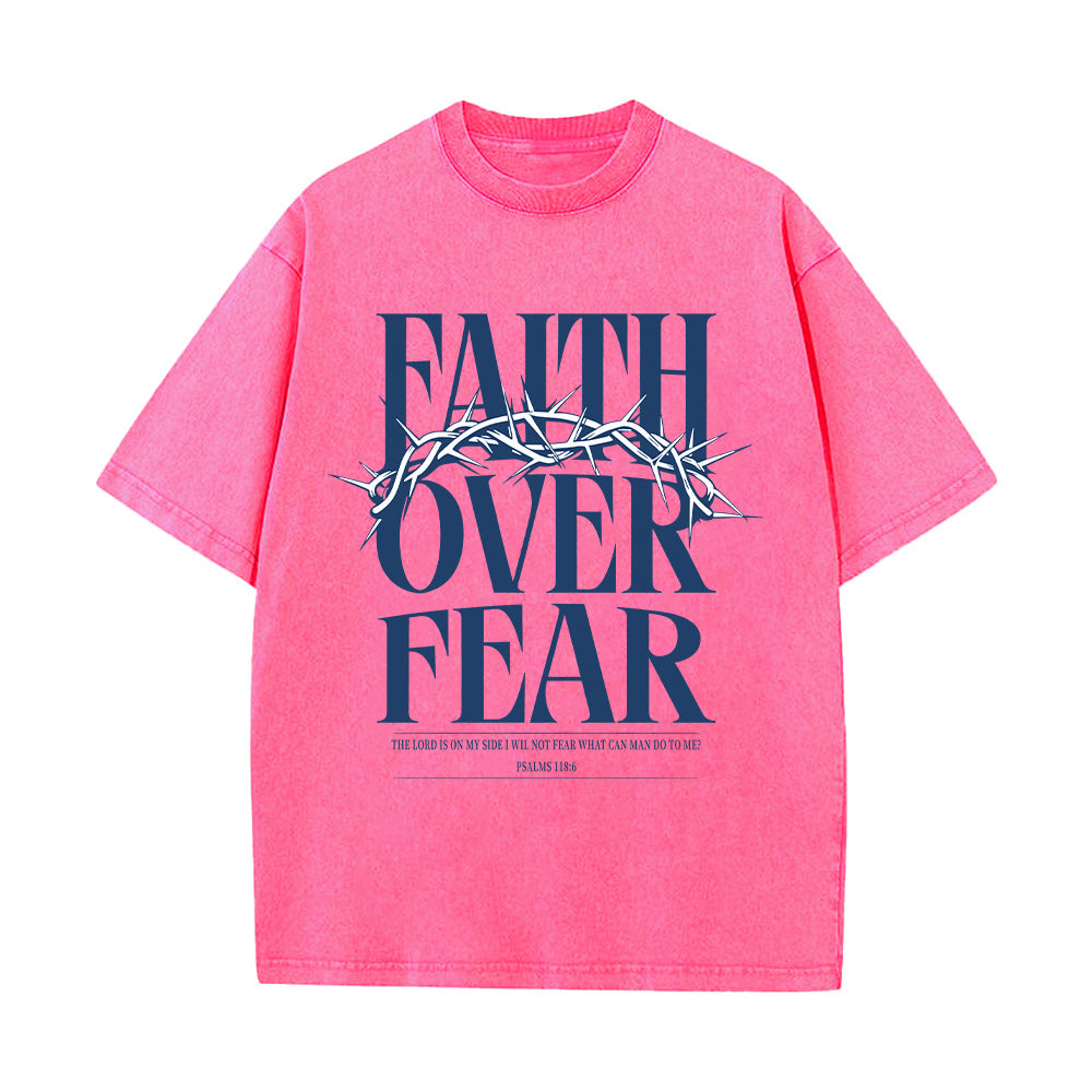 Faith Over Fear Crown Of Thorn Christian Unisex Washed T-Shirt