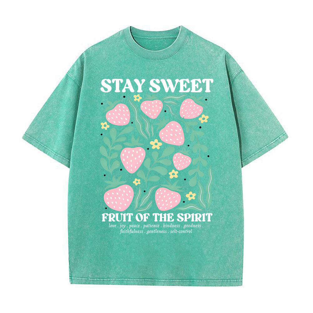 Stay Sweet Strawberry Christian Unisex Washed T-Shirt